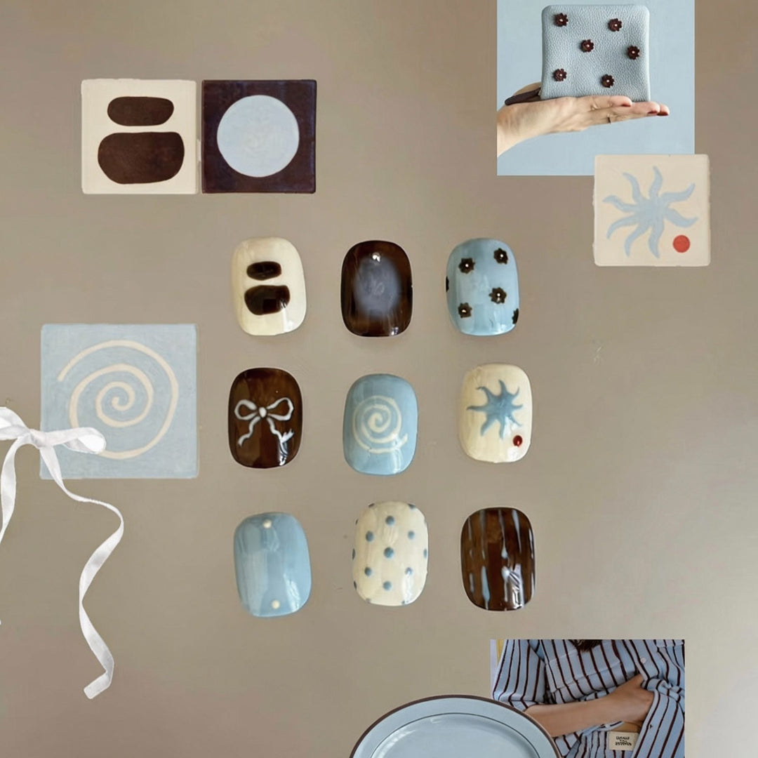 Artistic Cat-Themed Press-On Nail Art Set Kalsten