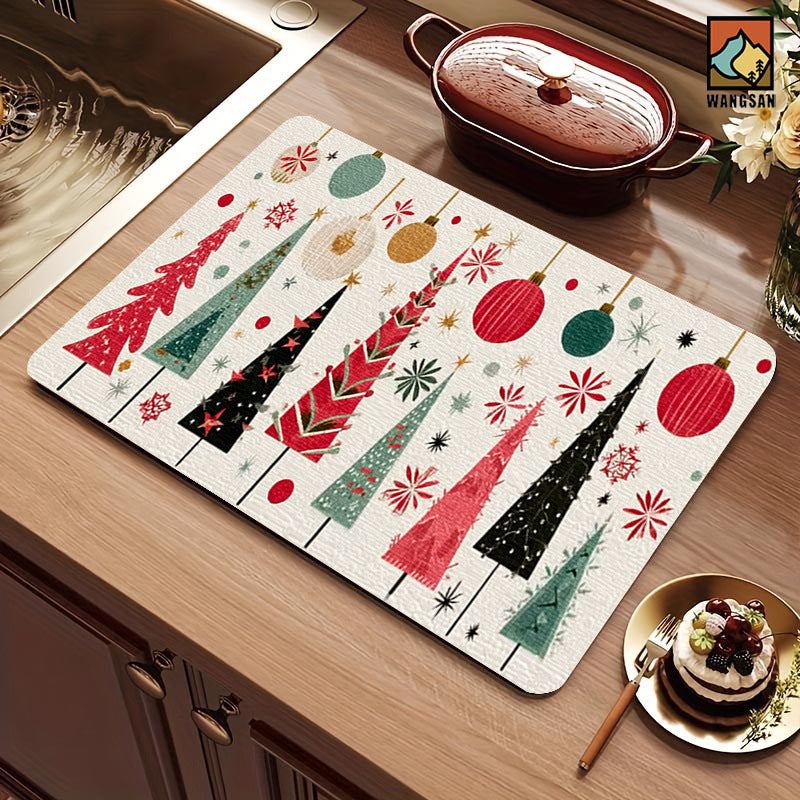Festive Christmas-Themed Kitchen Mat