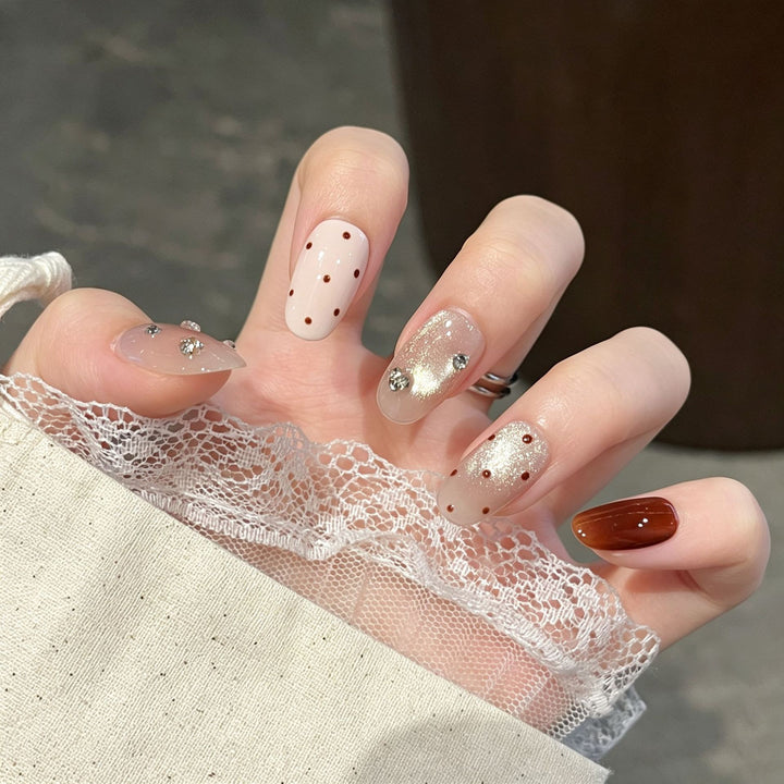 Premium Rhinestone-Embellished Press-On Nail Art Kalsten