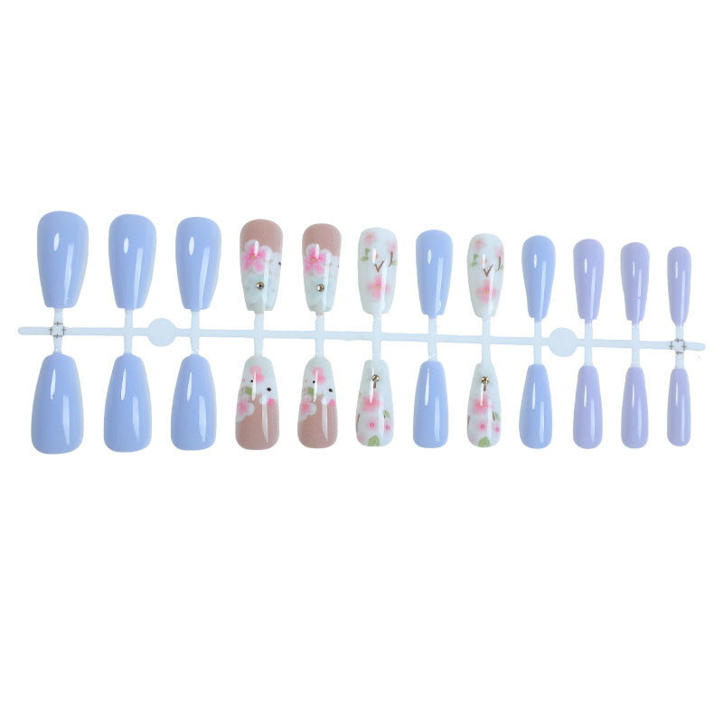 Elegant Press-On Nail Set with Floral Accents Kalsten 1788496046