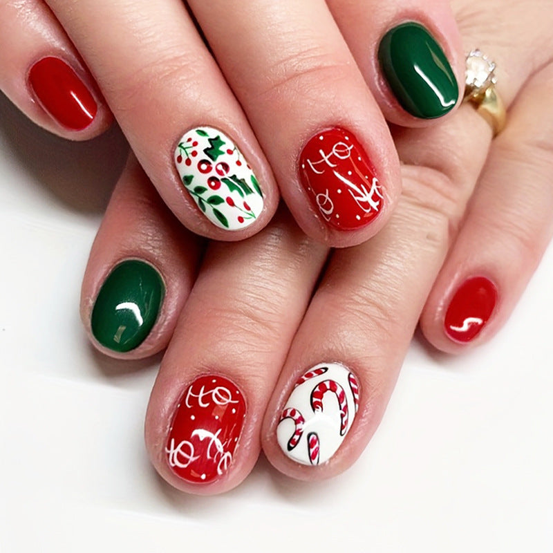 Artificial nail set with festive Christmas designs Kalsten