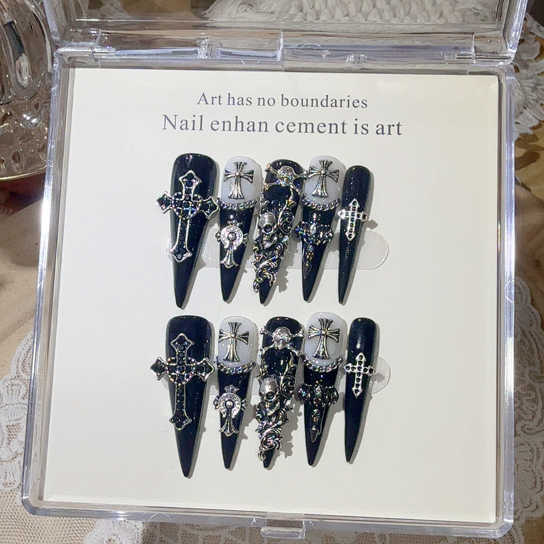 Gothic-Themed Press-On Nail Art Set