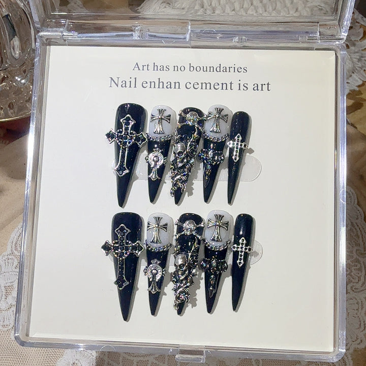 Gothic-Themed Press-On Nail Art Set