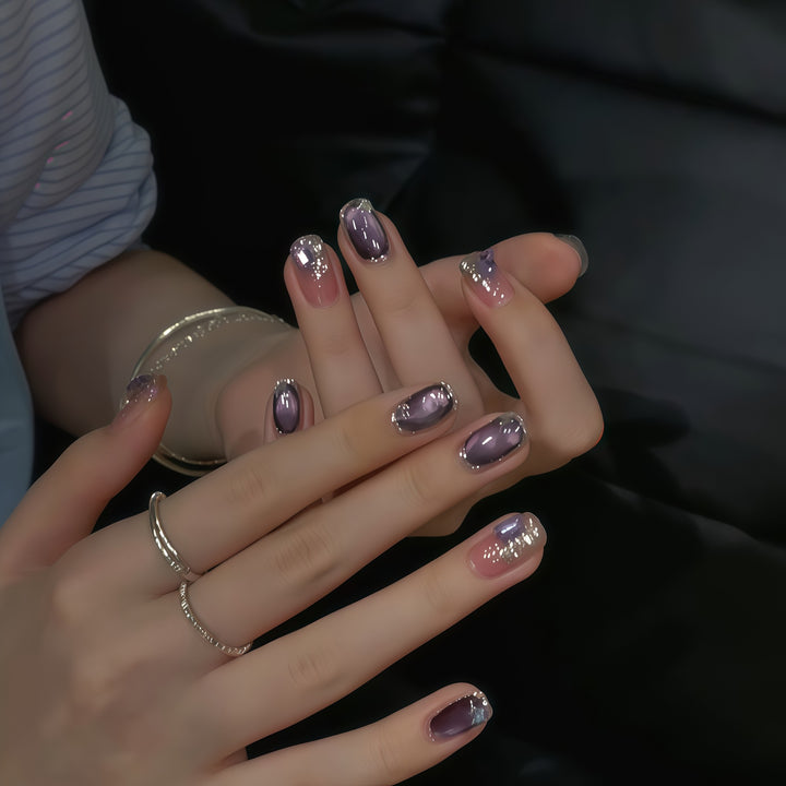 Glamorous nail tips with ombre effect and glitter Kalsten