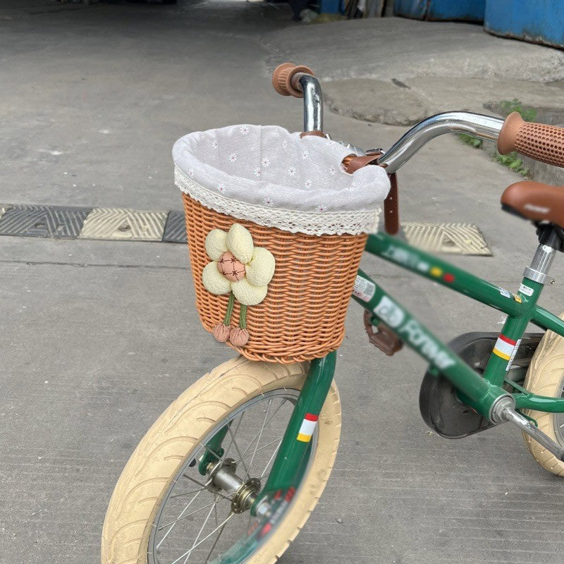 Floral-Embellished Bicycle Basket Kalsten