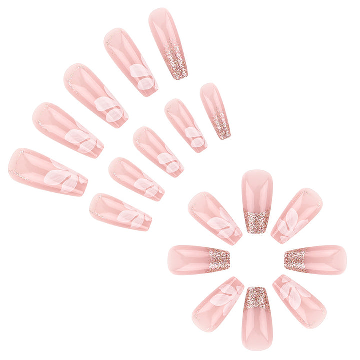 Glittery Elegant Floral Press-On Nails Kalsten