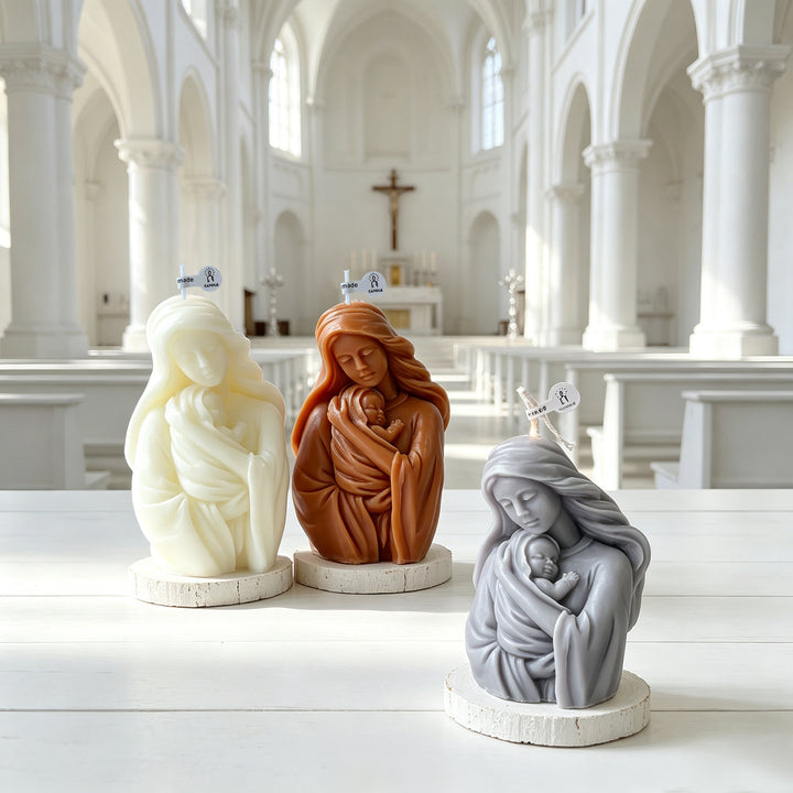 Sculpted Virgin Mary Candle Holder