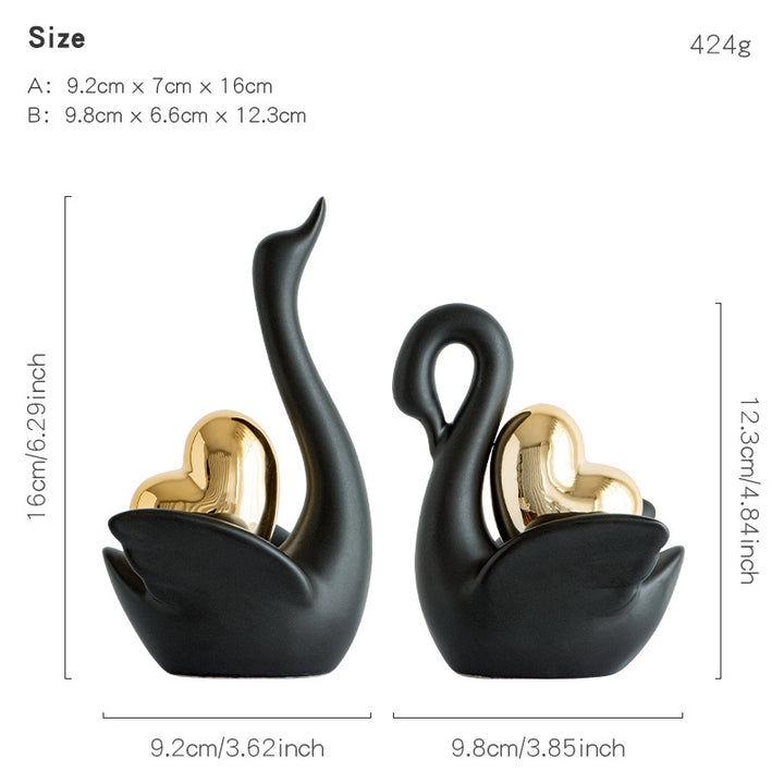 Elegant and romantic swans decorative figure Kalsten