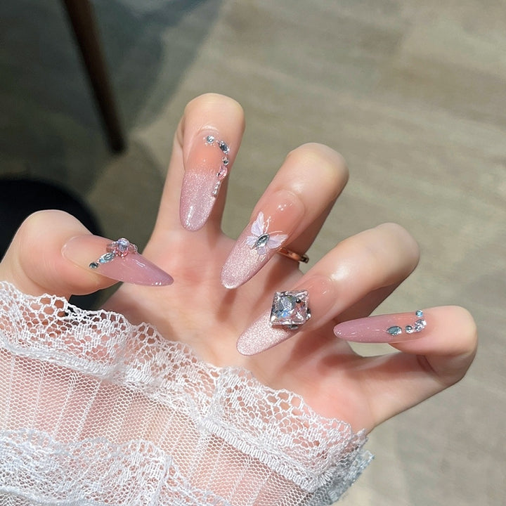 Elegant Crystal-Embellished Press-On Nails Kalsten