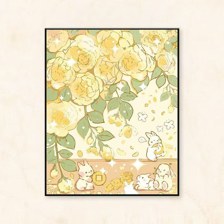 Whimsical Floral and Animal-Themed Canvas Art Print Kalsten