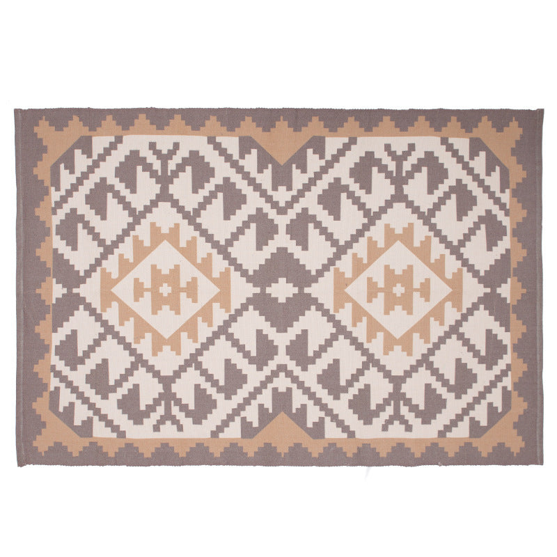Flat woven washable table runner made of easy-care cotton-polyester blend with Moroccan ornament pattern