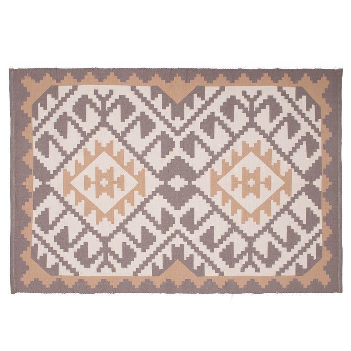 Flat woven washable table runner made of easy-care cotton-polyester blend with Moroccan ornament pattern