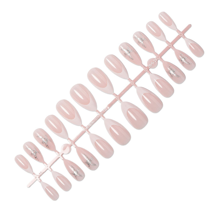Artificial nail set with elegant French design and sparkling accents Kalsten