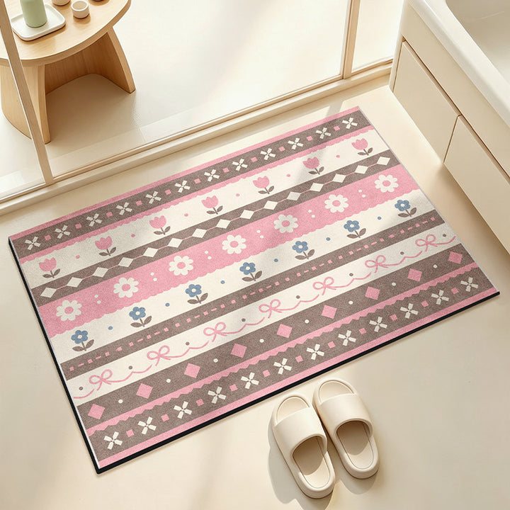 Soft Floral Patterned Bathroom Mat