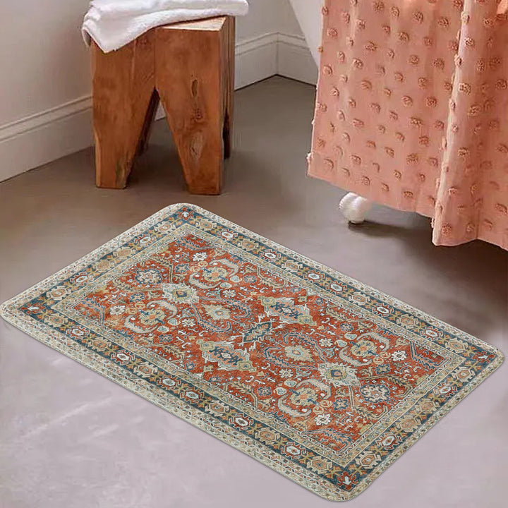 Vintage-inspired runner rug for hallway and kitchen with medallion pattern and non-slip backing Kalsten