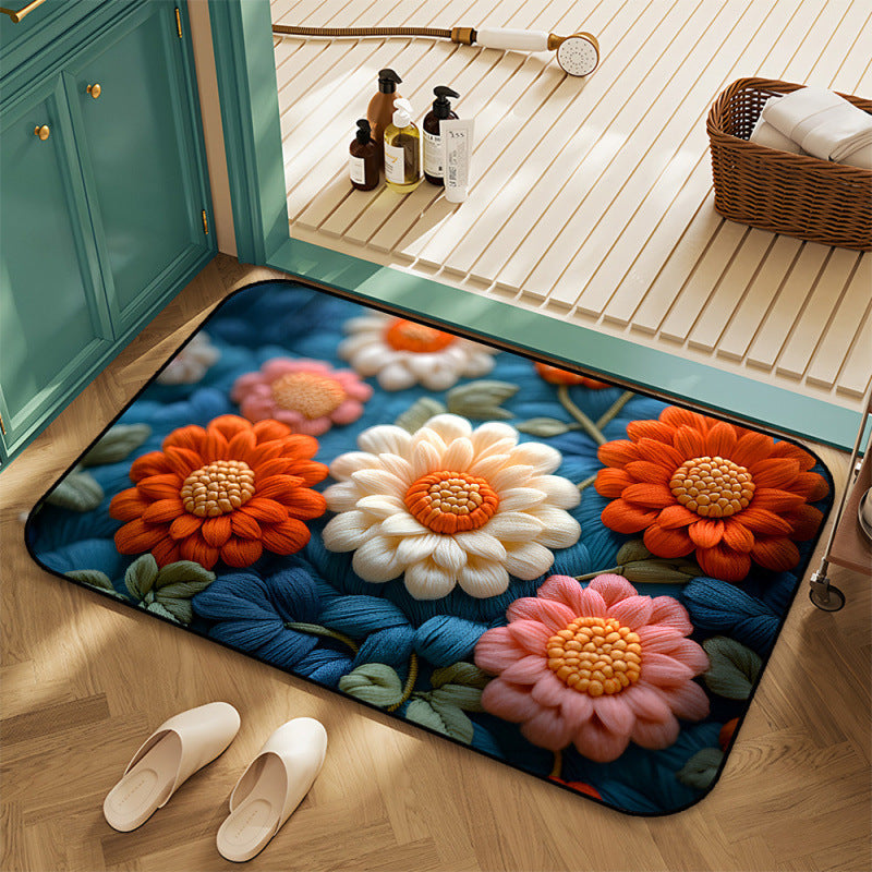Floral Embroidered Area Rug Kalsten
