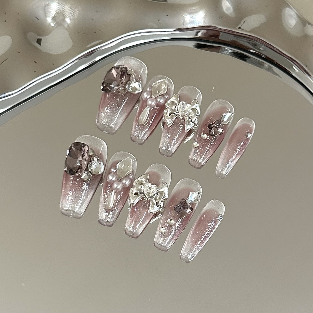 Rhinestone-Embellished Press-On Nail Set