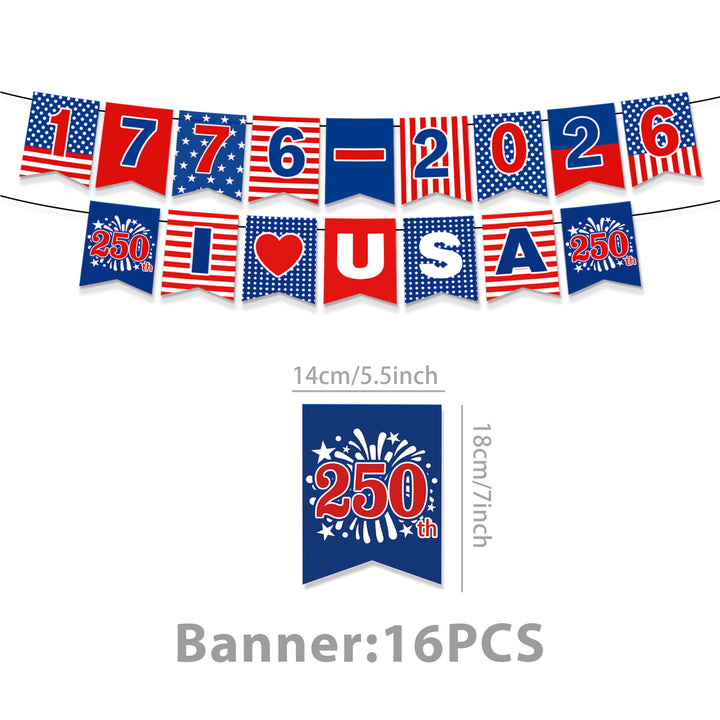 Unisex nan Patriotic Anniversary Disposable Tableware Party Kit with Stars Stripes Plates Cups Napkins Cutlery Banner Kalsten