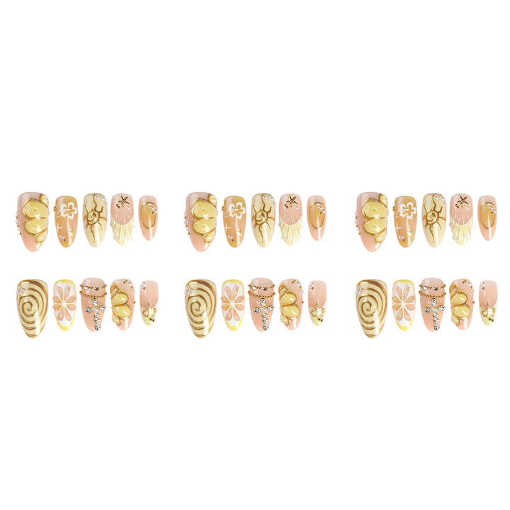 Acrylic nail set with elegant floral embellishments Kalsten