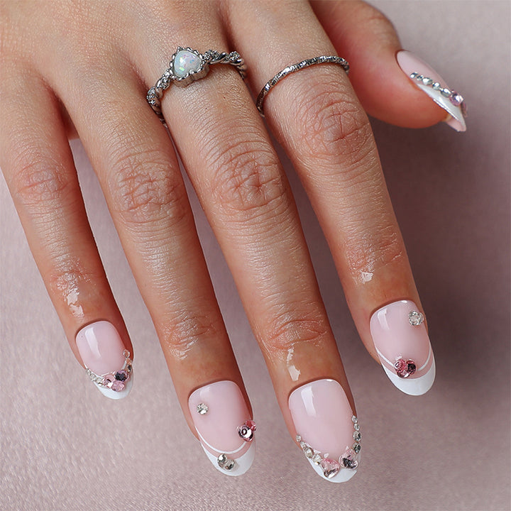 Glamorous Rhinestone-Embellished Press-On Nail Set Kalsten