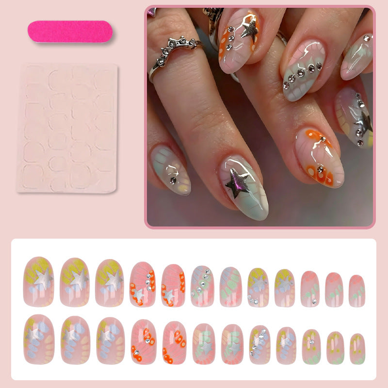 Acrylic nail set with creative designs and glitter accents Kalsten