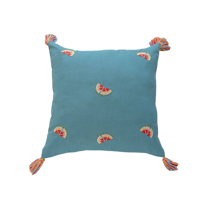 Embroidered Pineapple Tassel Decorative Throw Pillow