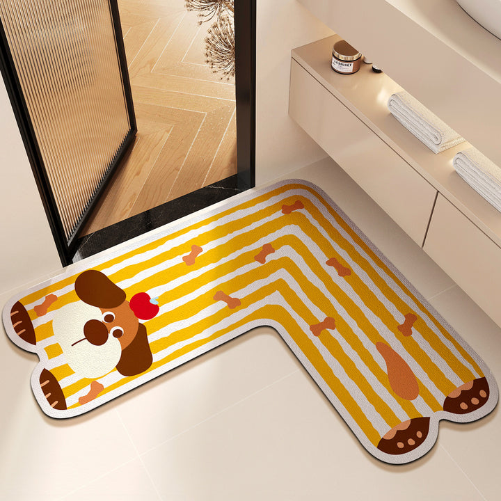 Cartoon-Themed Pet Design Bath Mat