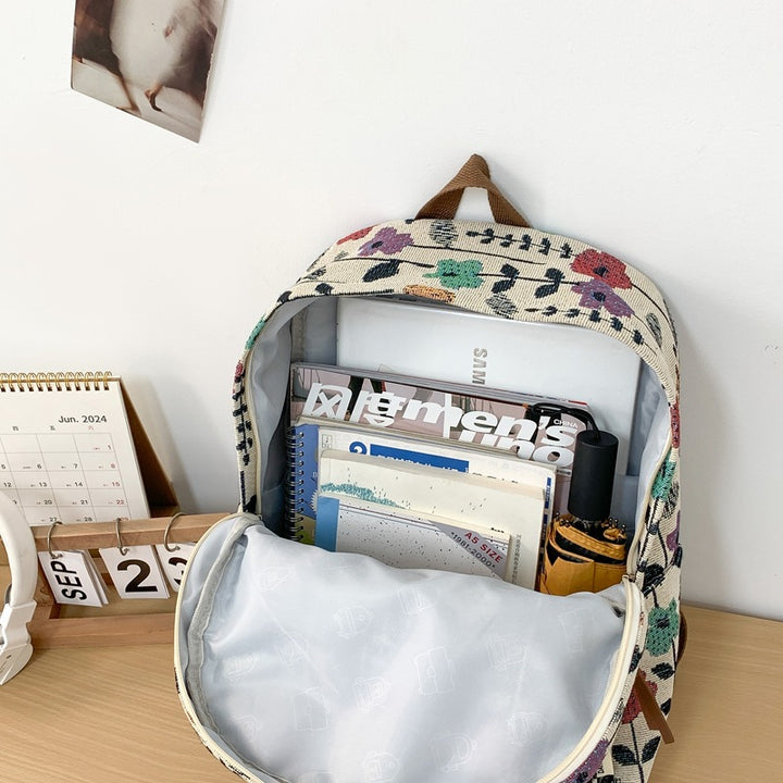 Floral Patterned Canvas Backpack Kalsten