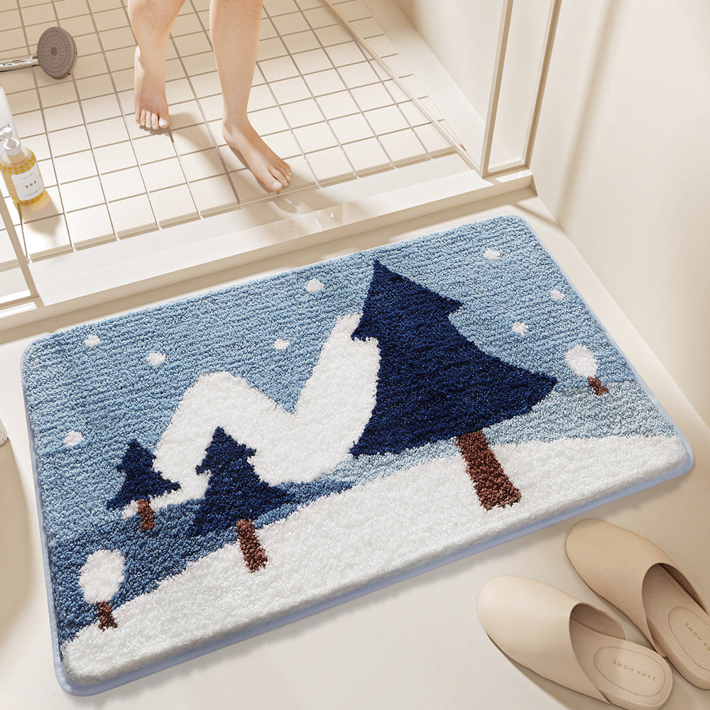 Leaf Design Plush Bathroom Mat Kalsten