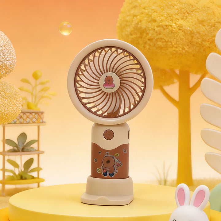 Unisex portable hand fan with bear motif and charging station Kalsten