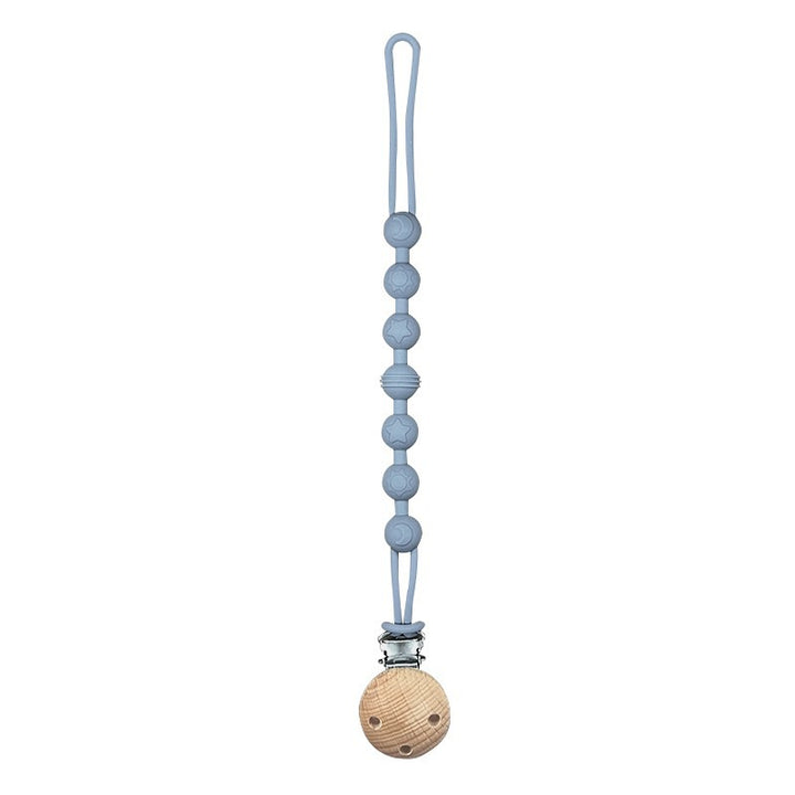 Silicone Beaded Pacifier Clip with Wooden Safety Clamp