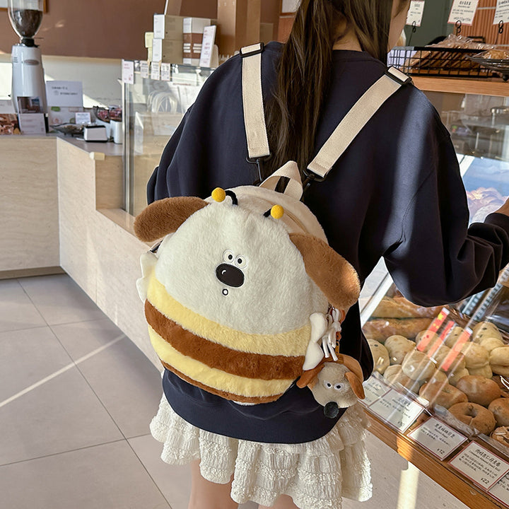 Plush Cartoon Dog-Themed Crossbody Bag