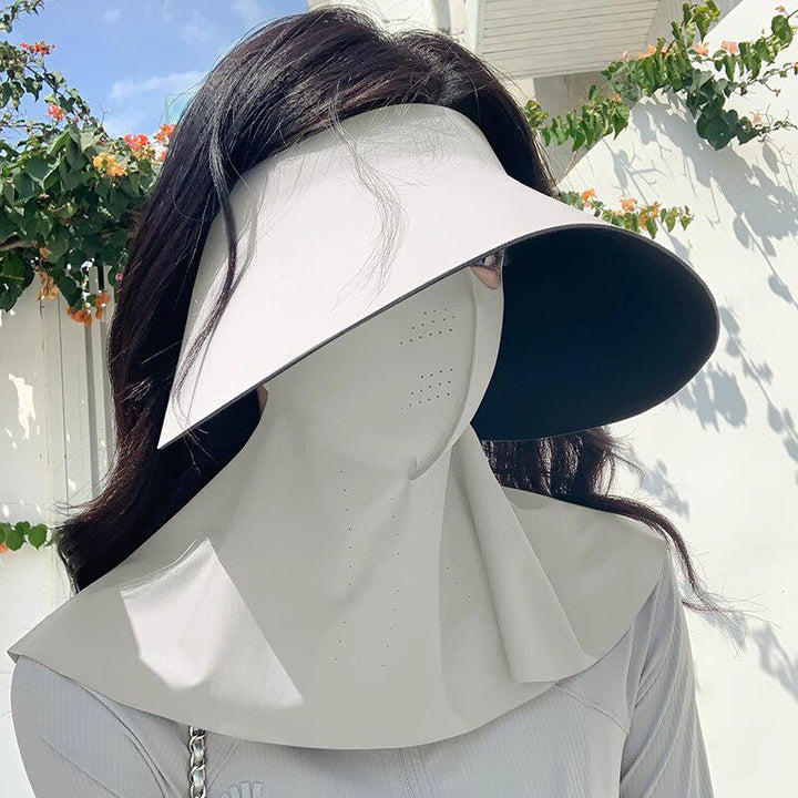 Wide-Curved Full-Face UV Visor with Integrated Breathable Face Shield and Neck Drape Kalsten