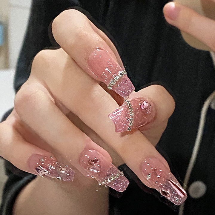 Glamorous artificial fingernails with glitter and moon designs Kalsten