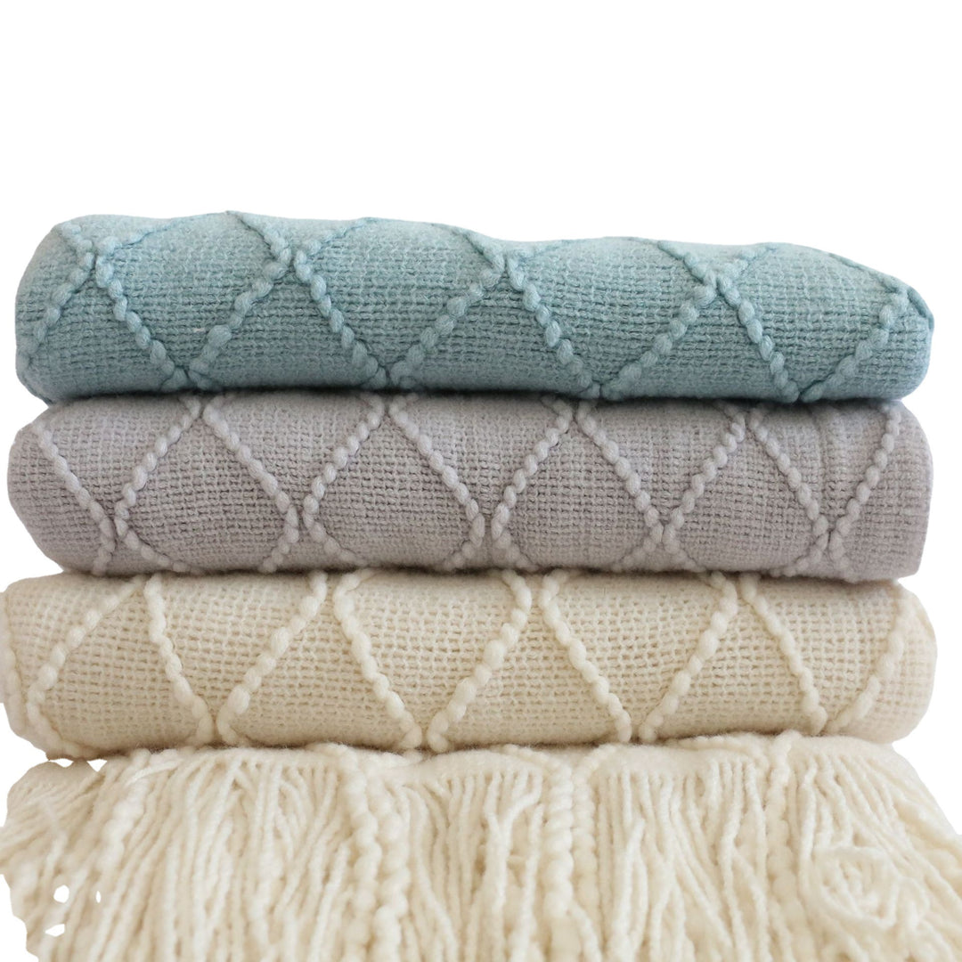 Luxury Textured Knit Throw Blanket Kalsten