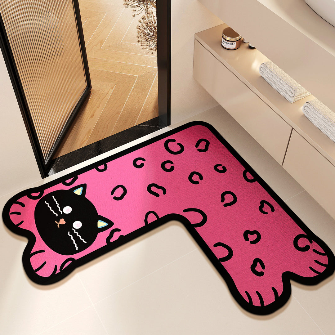 Cartoon-Themed Pet Design Bath Mat