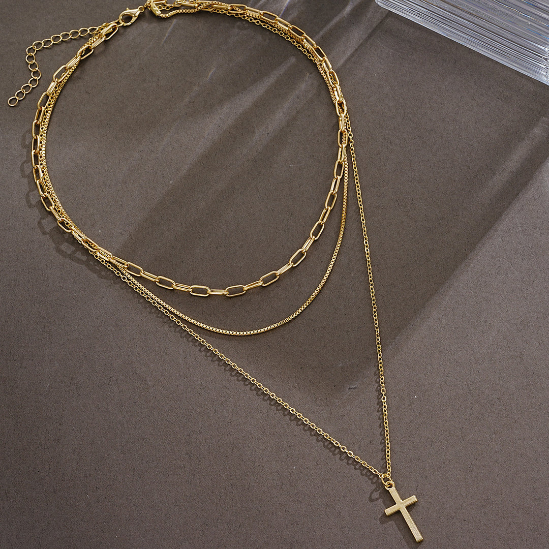 Multi-Layered Cross Pendant Necklace Kalsten