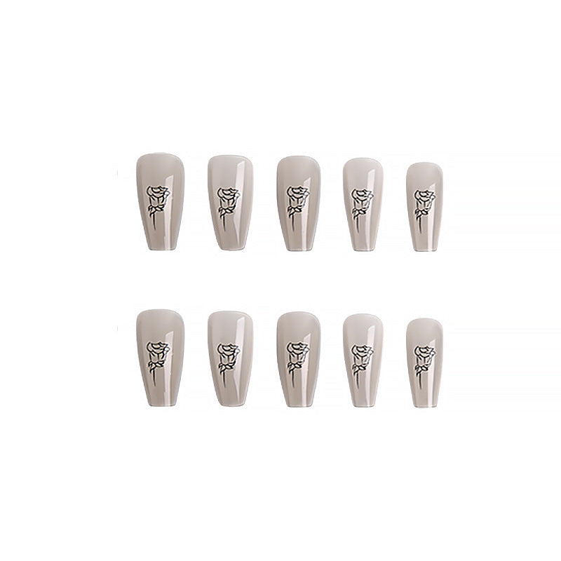 Artful Nail Tips with Rose Pattern Kalsten