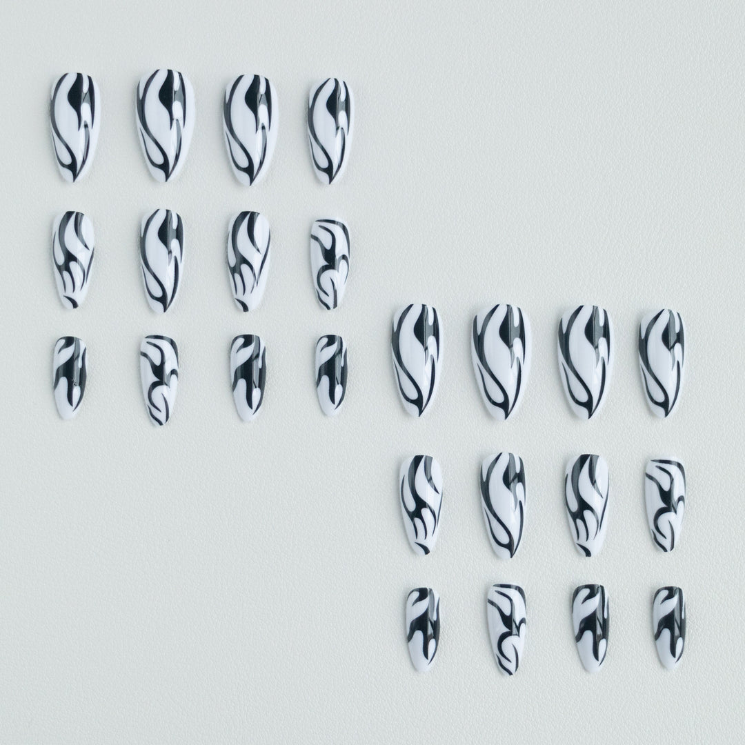 Artistic Flame-Inspired Stiletto Nail Art