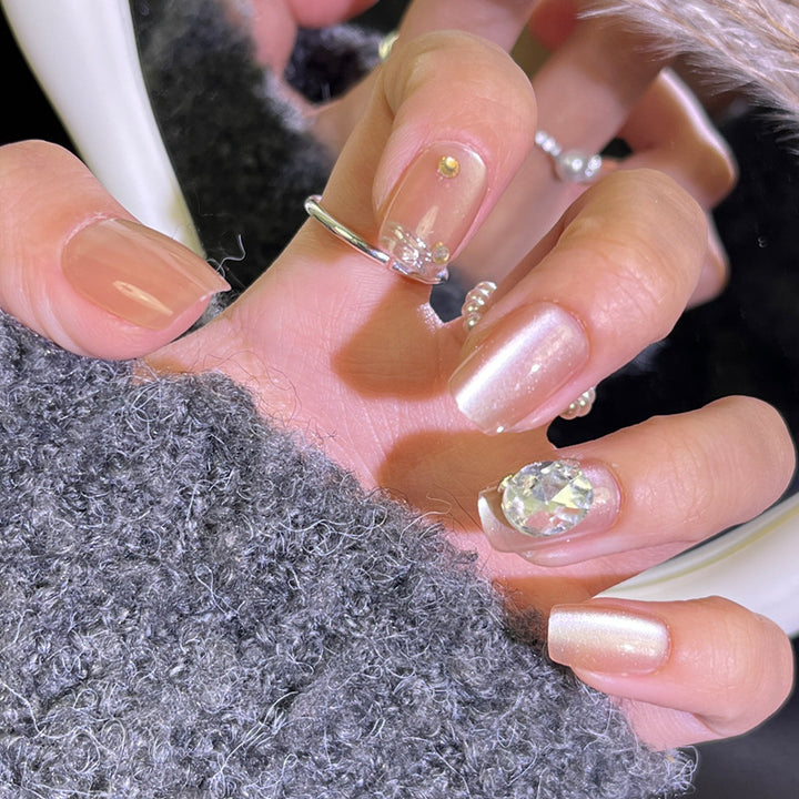 Glamorous Press-On Nail Art Set with Stylish Gemstone Accents Kalsten