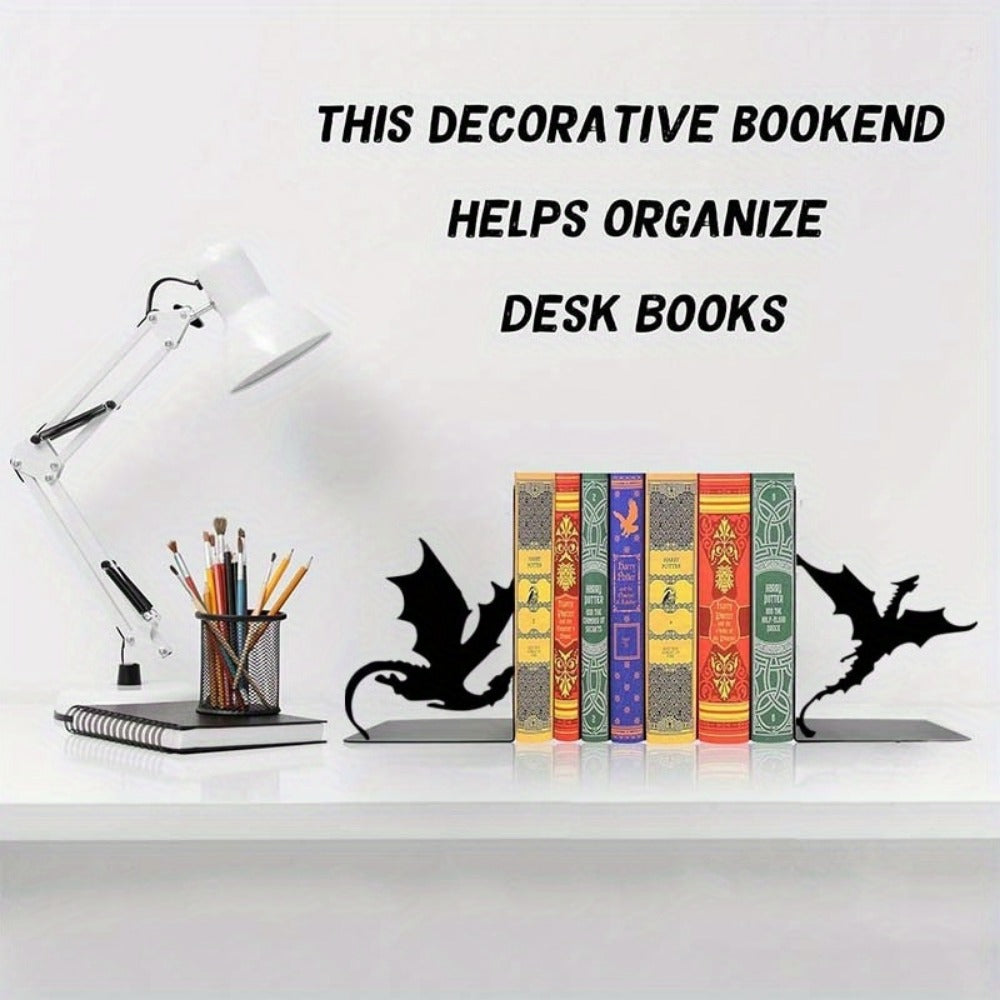 Dragon-Themed Metal Bookends