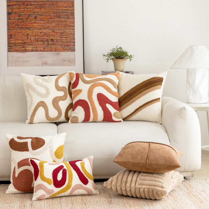 Plush Faux Fur Ribbed Grid Square Throw Pillow with Channel-Quilt Texture