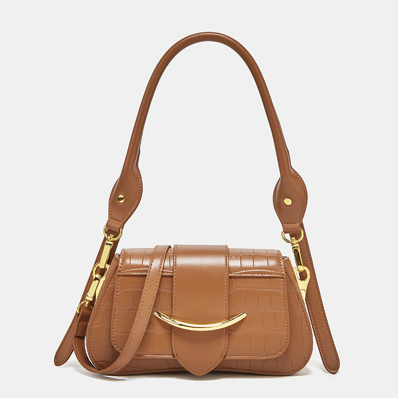 Crocodile-Embossed Mini Shoulder Bag