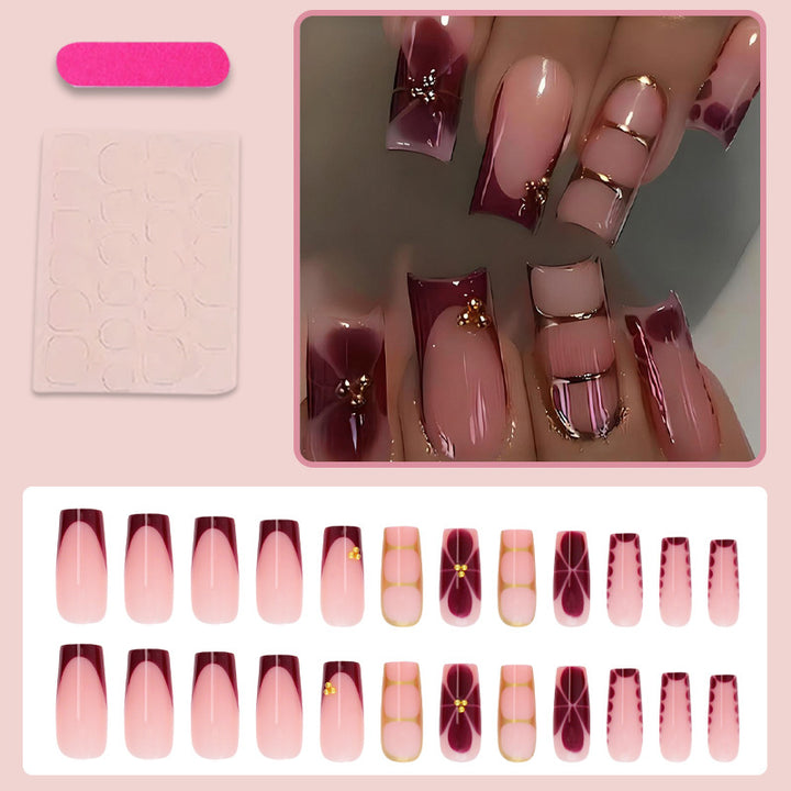 Artificial nail set with elegant gradient and delicate decorations Kalsten