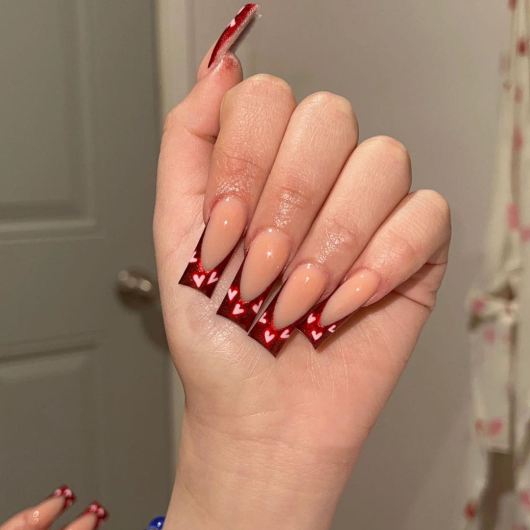 Decorative Heart-Designed Press-On Nails Kalsten