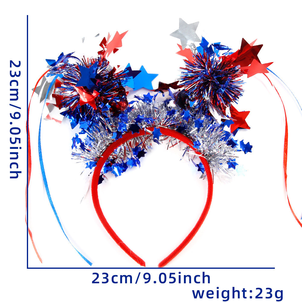 Unisex nan glittering party headband with tinsel pom-poms and star decoration Kalsten