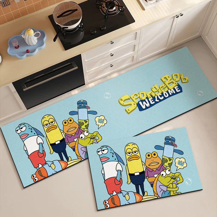 Cartoon-Themed Kitchen Runner Mat