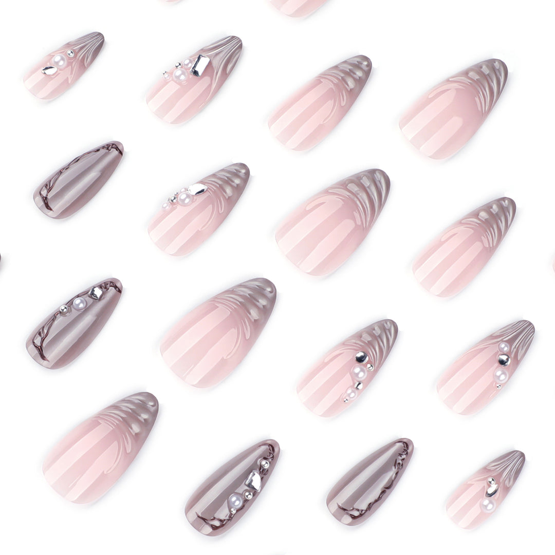 Artful Nail Art with Pearl and Glitter Decorations Kalsten