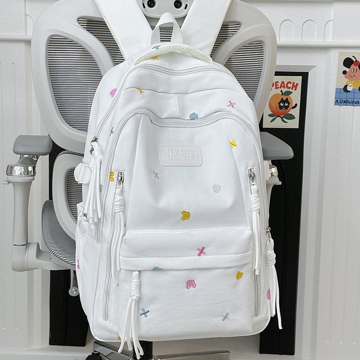 Adorable Embroidered Trendy School Backpack