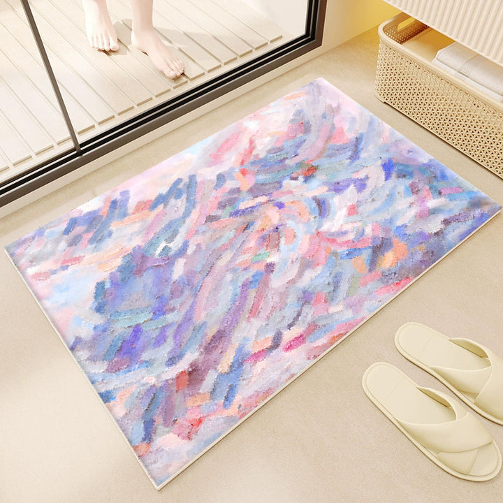 Floral Cloud-Patterned Bath Mat for Bathroom